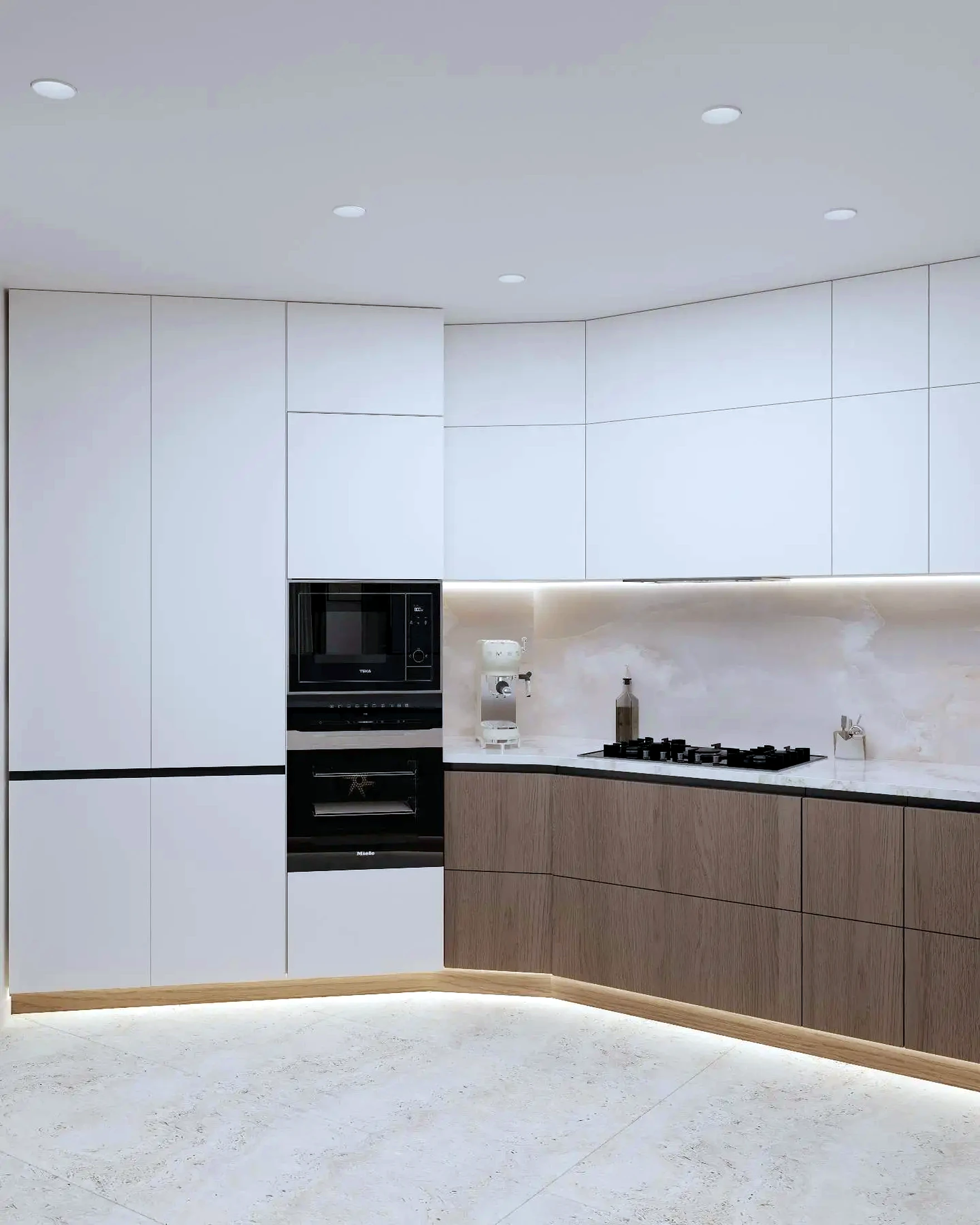 Curved custom kitchen cabinetry renovation